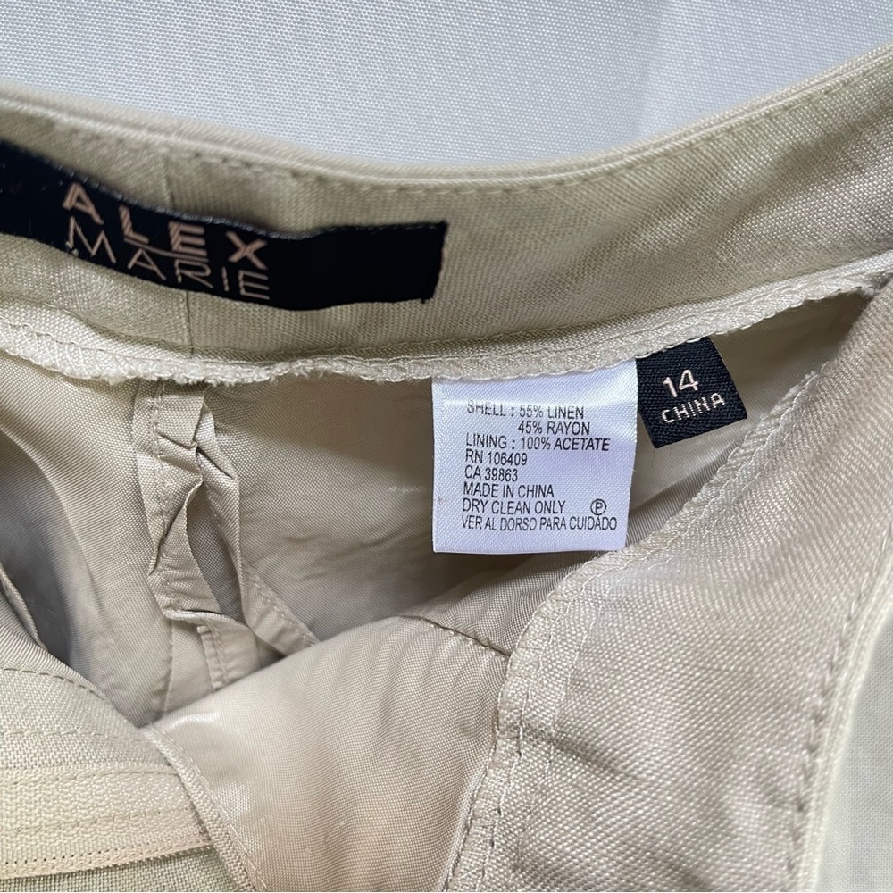 Alex Marie Linen Blend Wide Leg High Waist Tan Pant, Size 14 (XL) - Picture 9 of 9